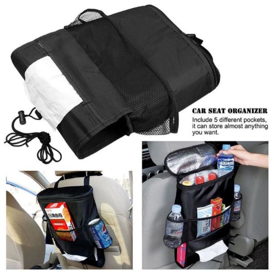  Car Seat Back Warmer/Cooler Organizer Bag with Tissue Holder