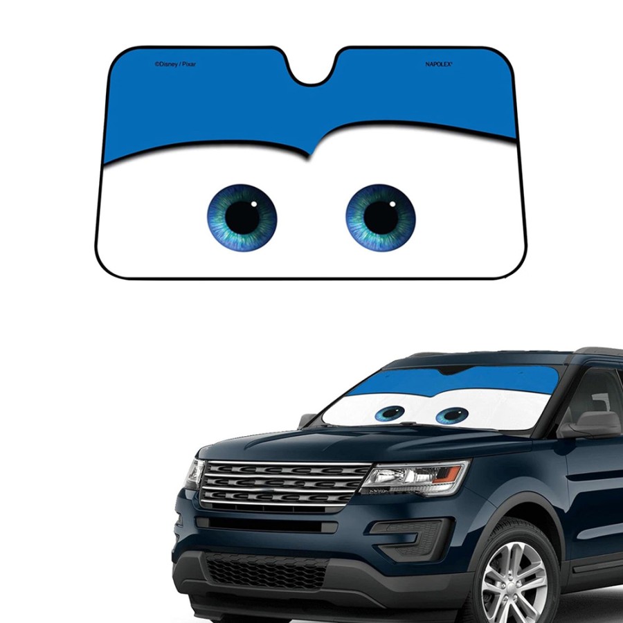 Cartoon Eyes Car Windshield Sun Shades - Blue