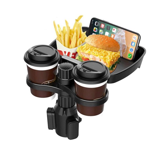 Car Cup Holder Tray with Dual Cups