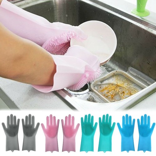 Dishwashing Scrub Gloves Silicone Cleaning Rubber Gloves