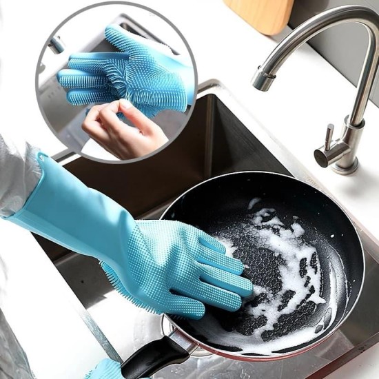 Dishwashing Scrub Gloves Silicone Cleaning Rubber Gloves