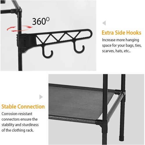 Clothes Freestanding Wardrobe Clothing Shoe Organizer Rack