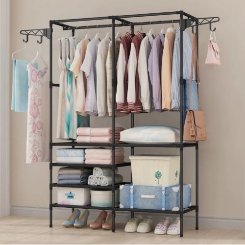 Clothes Freestanding Wardrobe Clothing Shoe Organizer Rack