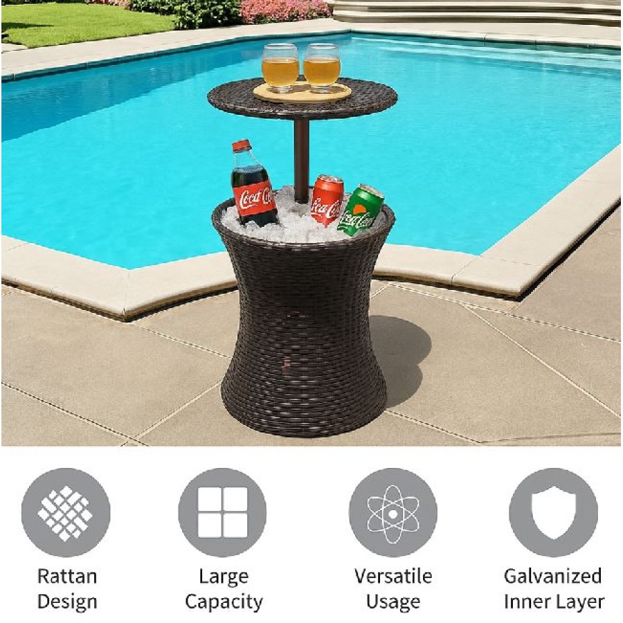 Outdoor Patio Cooler Table with Ice Bucket (30L)