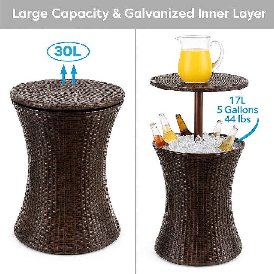 Outdoor Patio Cooler Table with Ice Bucket (30L)