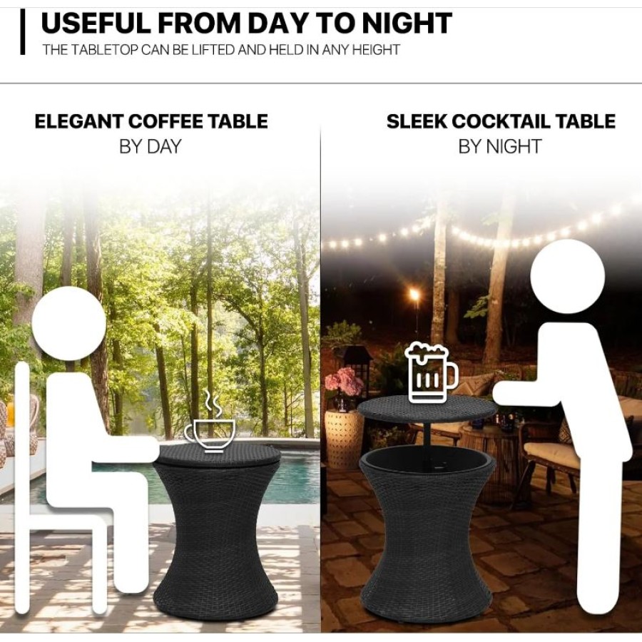 Outdoor Patio Cooler Table with Ice Bucket (30L)