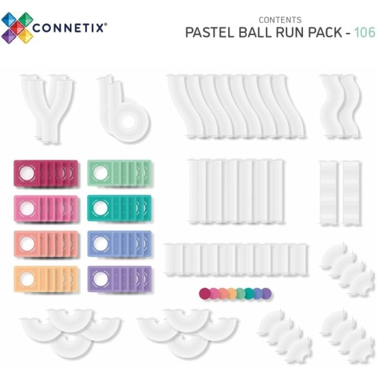 Connetix Tiles 106 Piece Pastel Ball Run