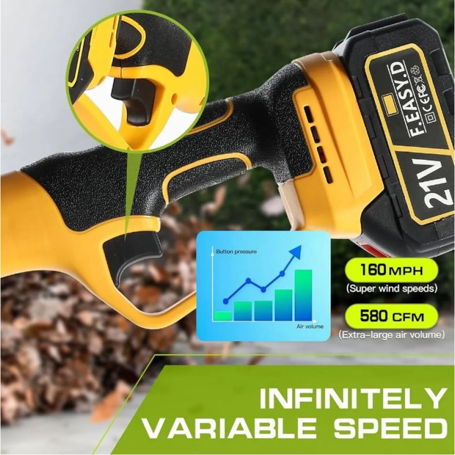 Cordless Electric Leaf Blower 21V - Rechargable