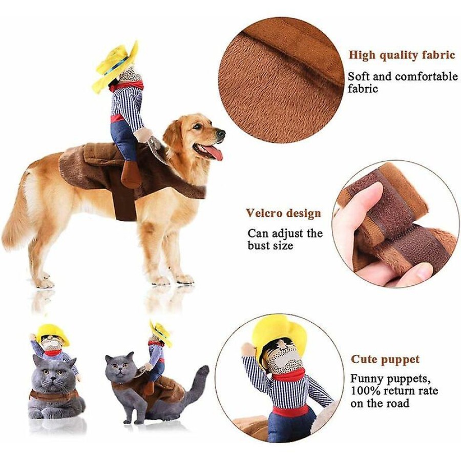 Cowboy Dog & Cat Funny Costume Riding