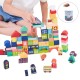 Wooden Toy Multicolor City Bucket with Blocks 100 Pieces
