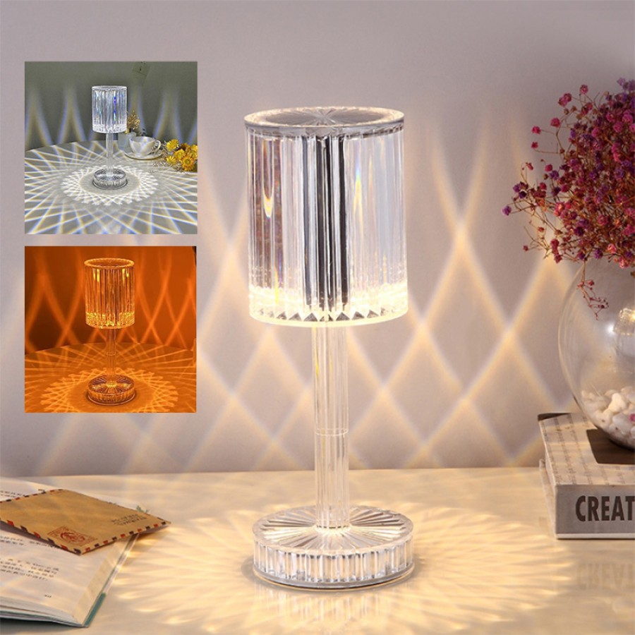 Rechargeable Crystal Diamond LED Table Lamp with Touch Remote