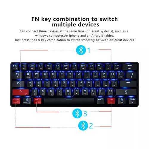 DK61 RGB Mechanical keyboard Wireless & Wire - Blue Switch