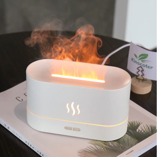 Flame Humidifier Essential Oil Diffuser - White