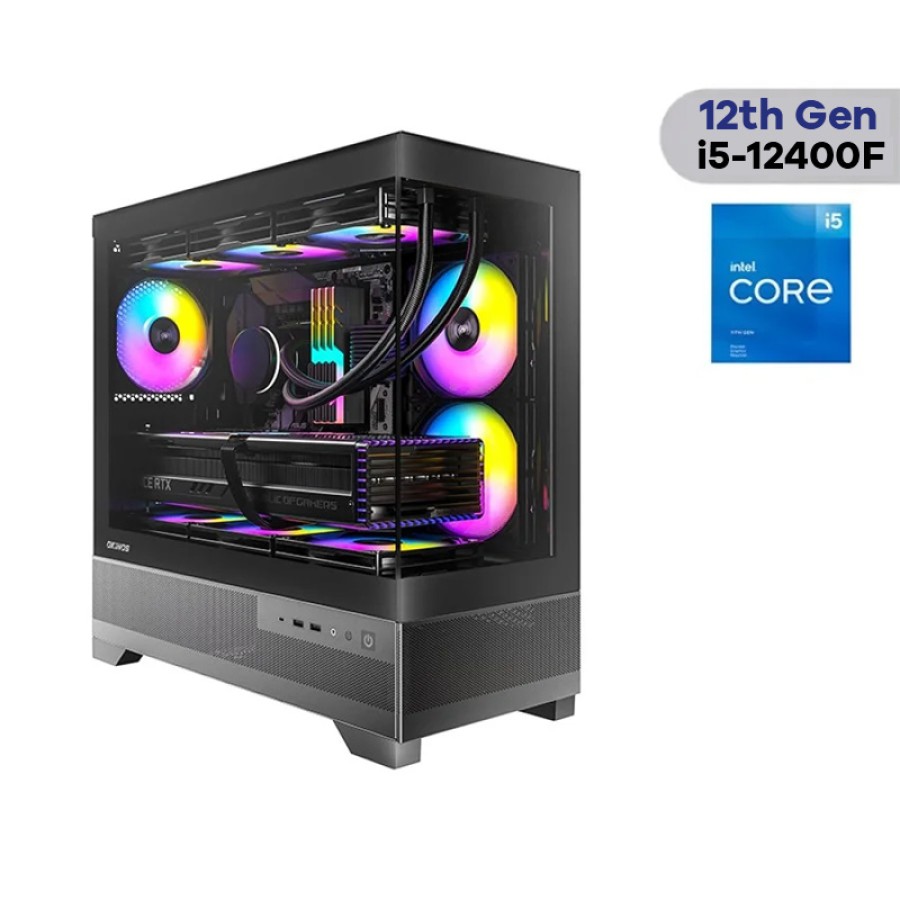 Darkflash Pulsar Gaming PC Intel i5 12th Gen, RTX 5050 8GB, 16GB RAM, 1TB SSD RGB Case - Black