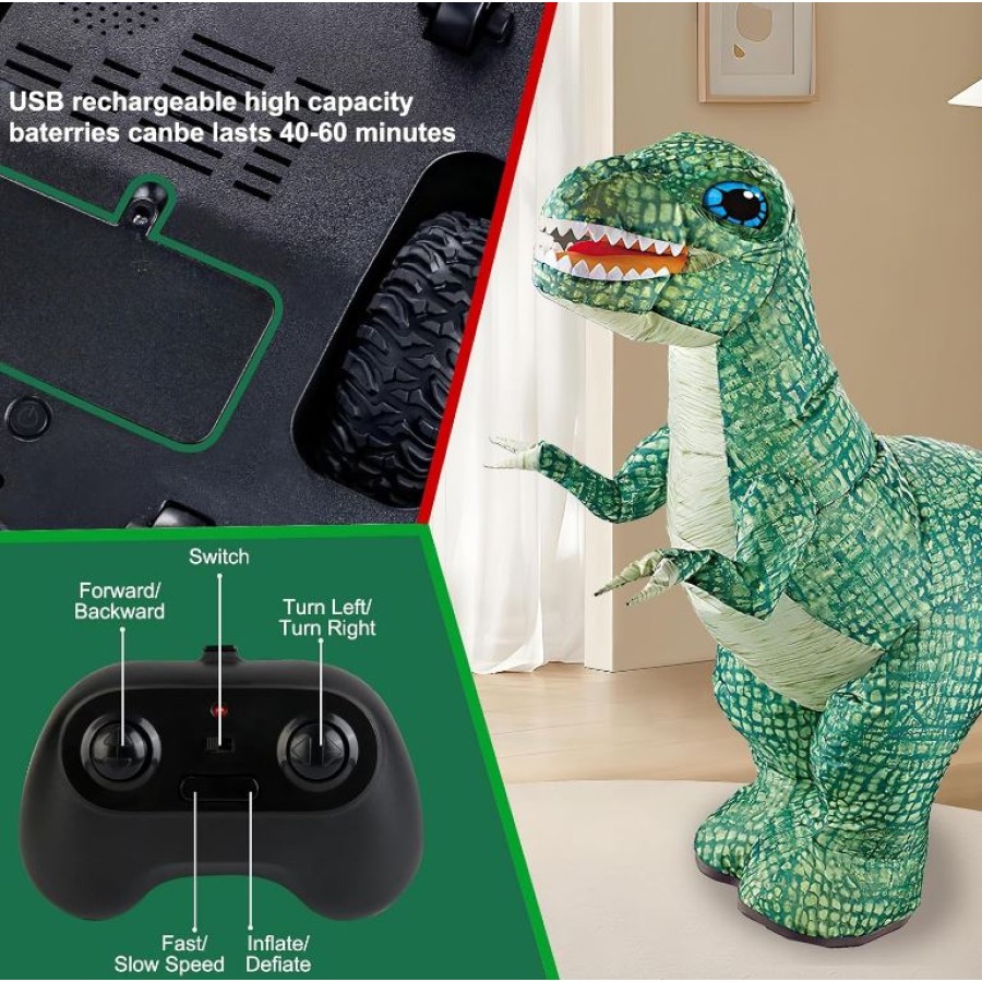 360° Rotate Inflatable Dinosaur  With Remote Control Toy