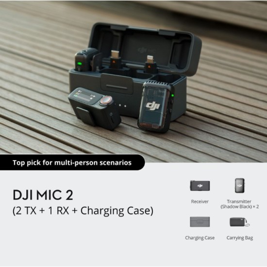 DJI Mic 2 Full Kit - (2 TX + 1 RX + Charging Case) - Black