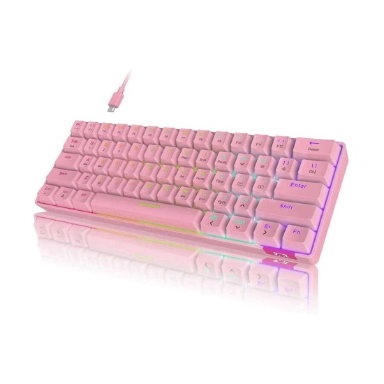 DK61 Mechanical keyboard Wireless & Wire Black - Pink