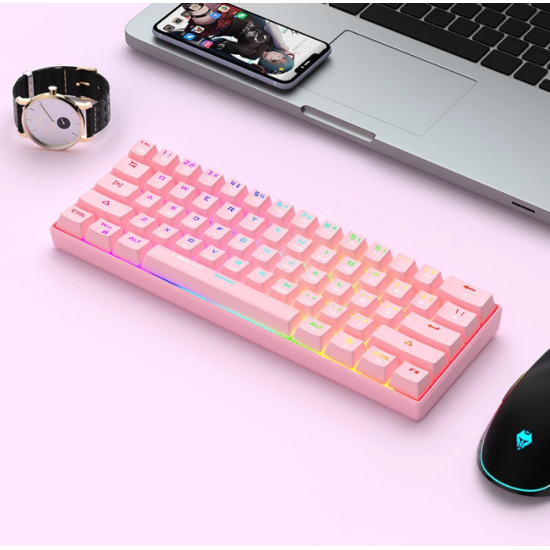 DK61 Mechanical keyboard Wireless & Wire Black - Pink