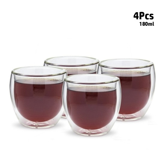 Noof & Hanoof Double wall Glass Cup 180ml - 4PCS