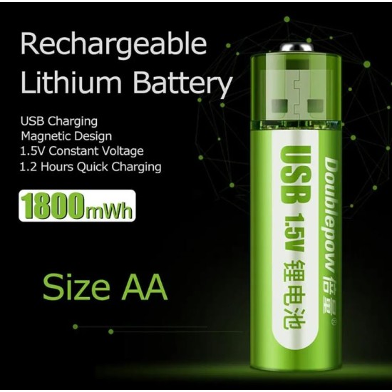 Doublepow USB 1800MWH Rechargeble Batery (AA) 2PCS