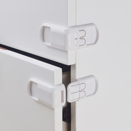 Cabinet Door Child Safety Right Angle Lock(White)