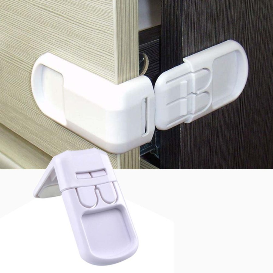 Cabinet Door Child Safety Right Angle Lock(White)