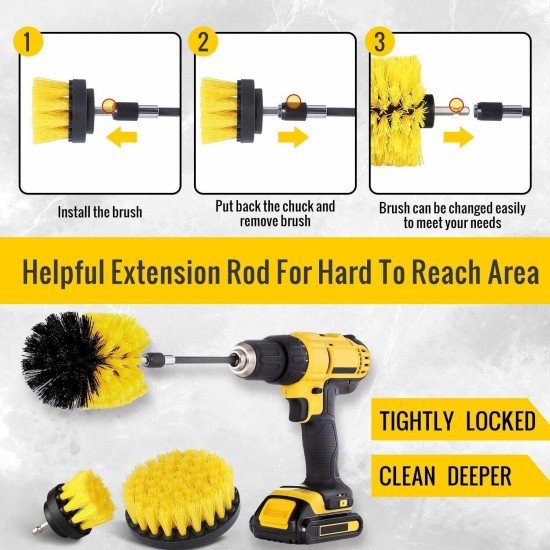 4 Pcs Drill Scrubber Brush Attachment Set (Only attachemnt Brush)