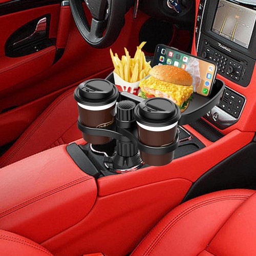 Car Cup Holder Tray with Dual Cups