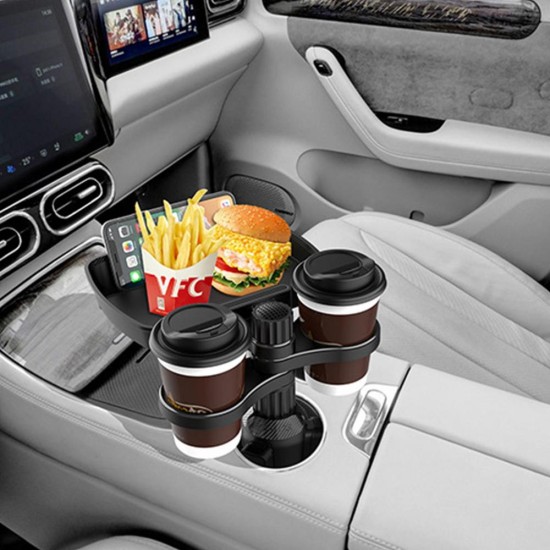 Car Cup Holder Tray with Dual Cups