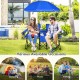 Portable Folding Picnic Double Chair W/Umbrella