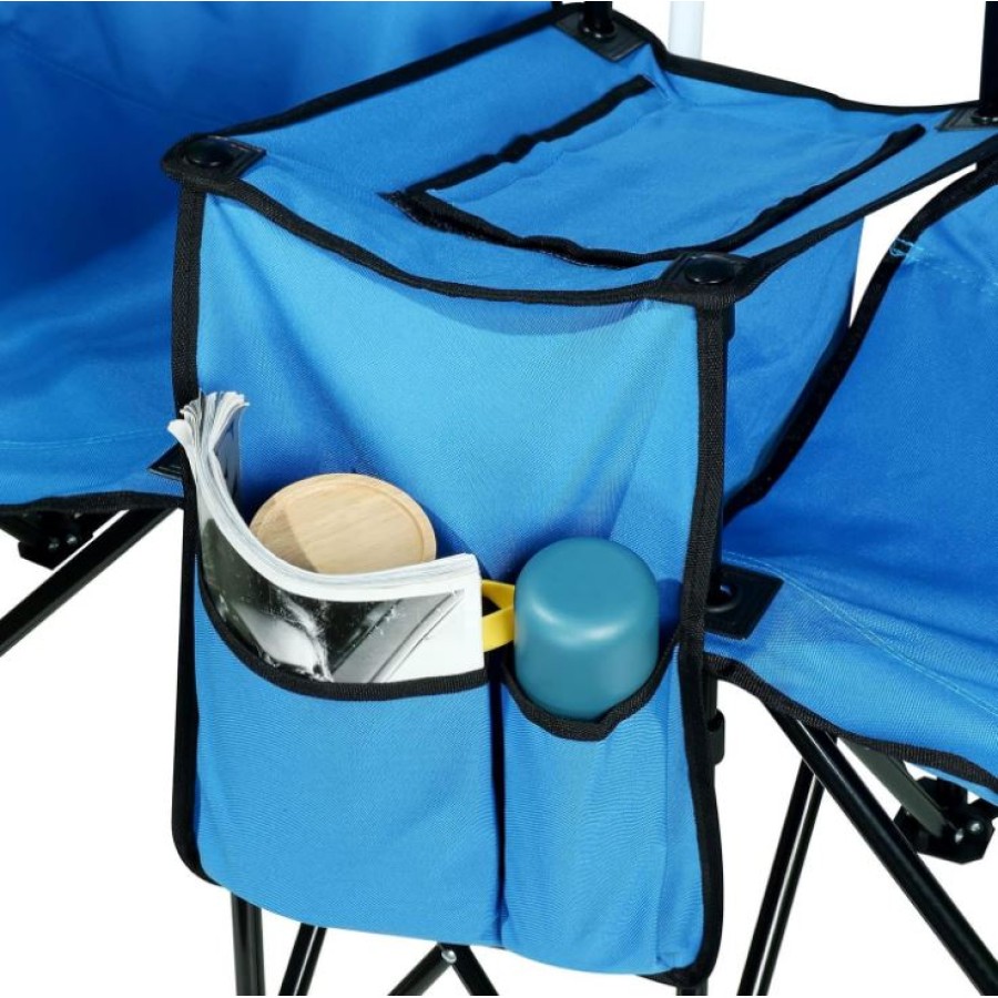 Portable Folding Picnic Double Chair W/Umbrella