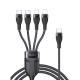 YESIDO CA110 1.2m 4A Type-C to Dual Type-C + Dual 8 Pin Charging Cable