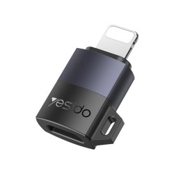 Yesido GS27 Type-C Female to 8 Pin Male Charging Adapter – Black