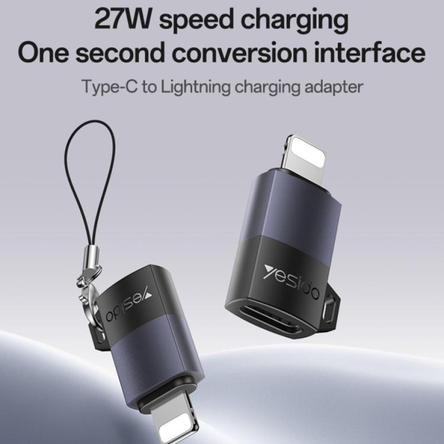 Yesido GS27 Type-C Female to 8 Pin Male Charging Adapter – Black