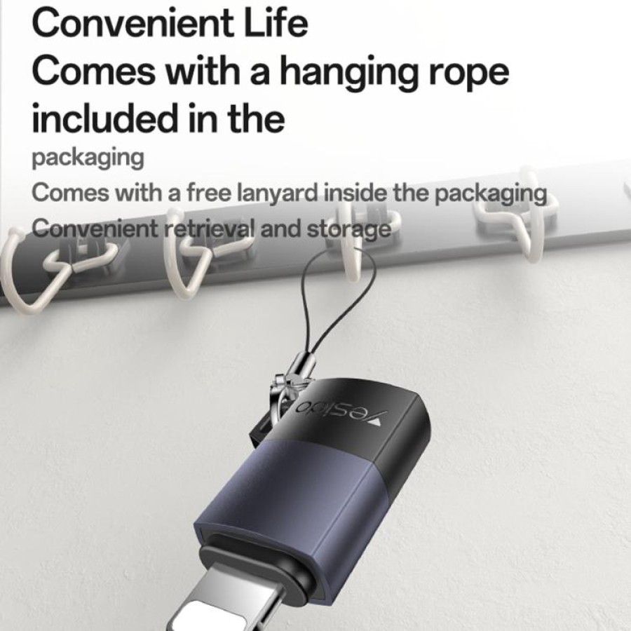 Yesido GS27 Type-C Female to 8 Pin Male Charging Adapter – Black