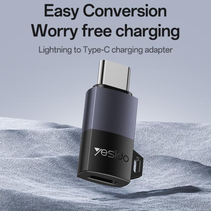 Yesido GS28 8 Pin Female to Type-C Male 60W Charging Adapter – Black