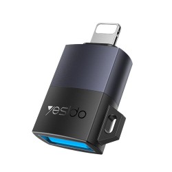 Yesido GS32 USB 2.0 Female to 8 Pin Male 480Mbps Charging Adapter – Black