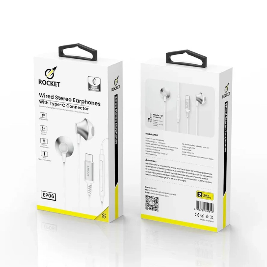 ROCKET EP06 Type-C Wired Earphone - White
