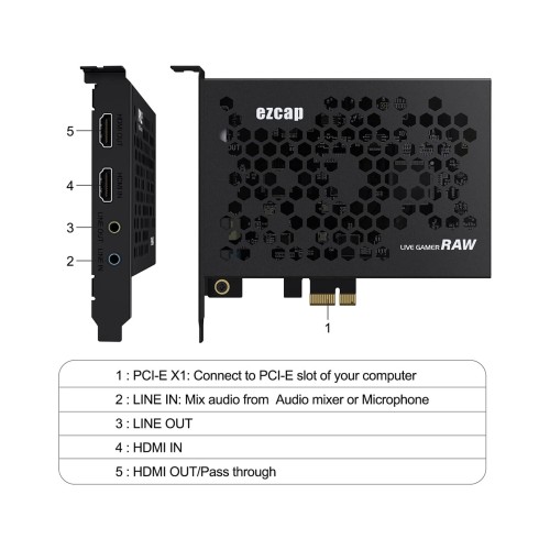 EZCap 324B LIVE GAMER RAW PCIe 4K HDMI Video Capture Card