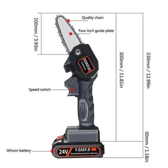 Electric Mini Chainsaw with 1Pcs Batteries included 