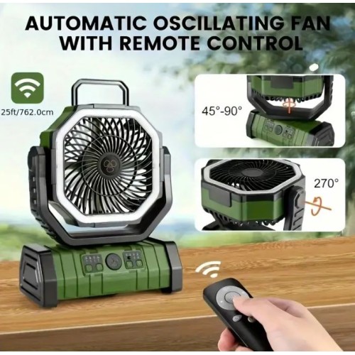 F6 Portable Camping Fan With LED Light (Summer Fan)