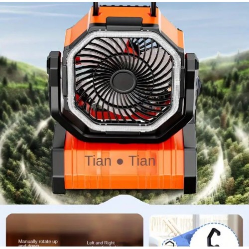 F6 Portable Camping Fan With LED Light (Summer Fan)