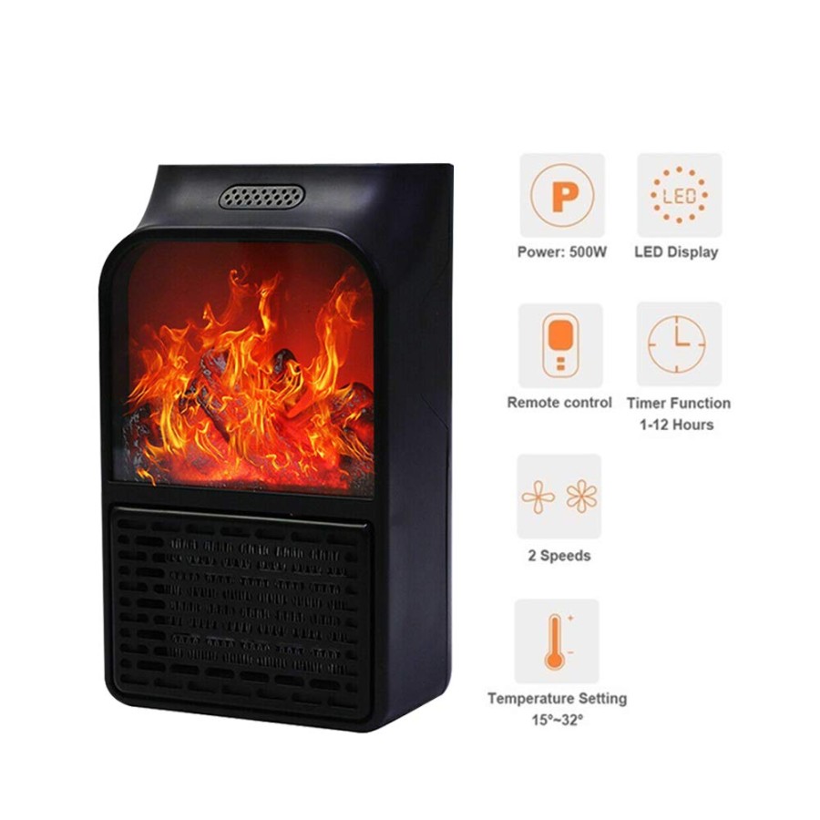 Mini Wall-Outlet Flame Display Small Electric Heater 1000W Mini Wall-Outlet Flame Display Small Electric Heater 1000W