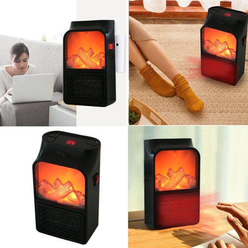 Mini Wall-Outlet Flame Display Small Electric Heater 1000W