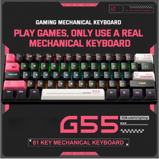 ONIKUMA G55 61 Keys RGB Colorful Lighting Wired Gaming Mechanical Keyboard