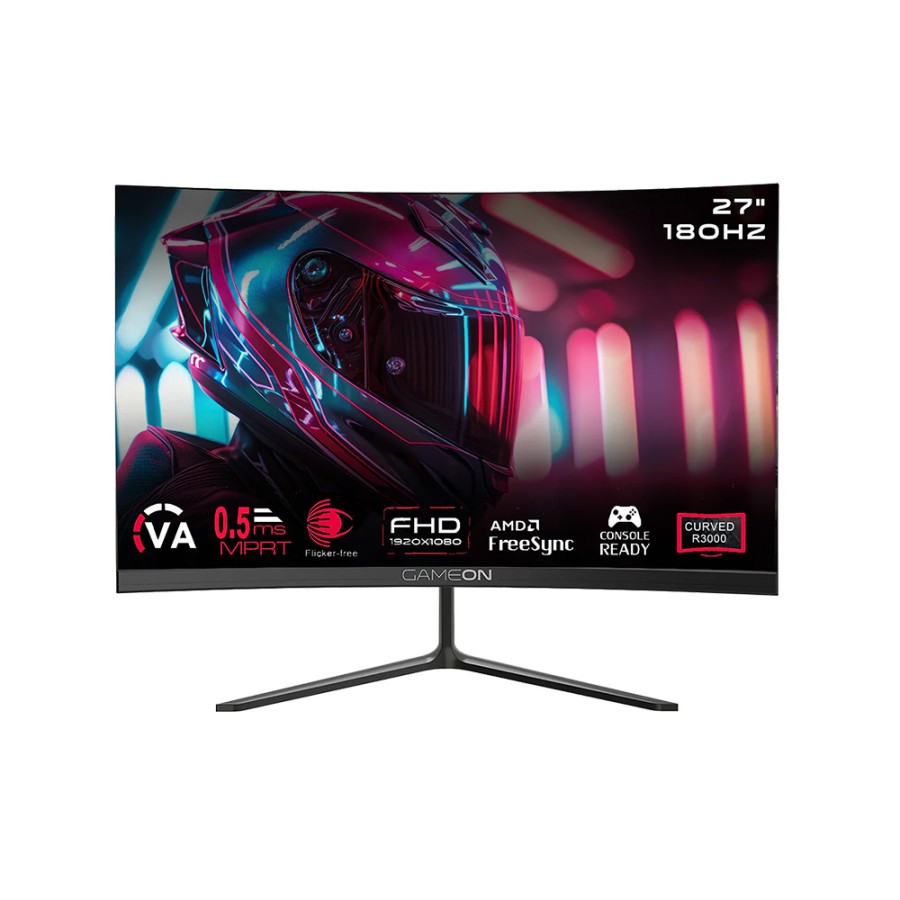 GAMEON GOC27F180VA Pro Series 27" FHD, 180Hz, MPRT 0.5ms, HDMI 2.1, VA Panel Curved Gaming Monitor