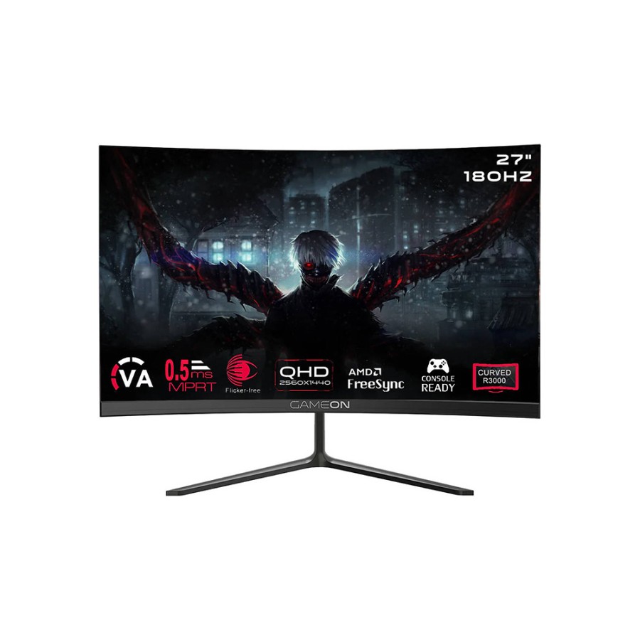 GAMEON GOC27Q180VA Pro Series 27" QHD, 180Hz, MPRT 0.5ms, HDMI 2.1, VA Panel Curved Gaming Monitor