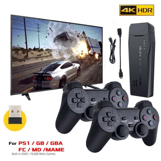 4K HD Video Game Console 2.4G Double Wireless Controller For PS1/FC/GBA Retro TV Dendy Game Console