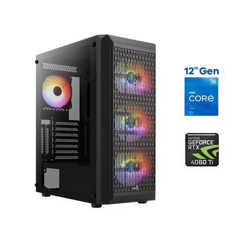 Aerocool Beam RGB Gaming PC 12th Gen, Intel i5, 256GBSSD, 1TB HHD SATA (RTX 4060Ti 8GB)