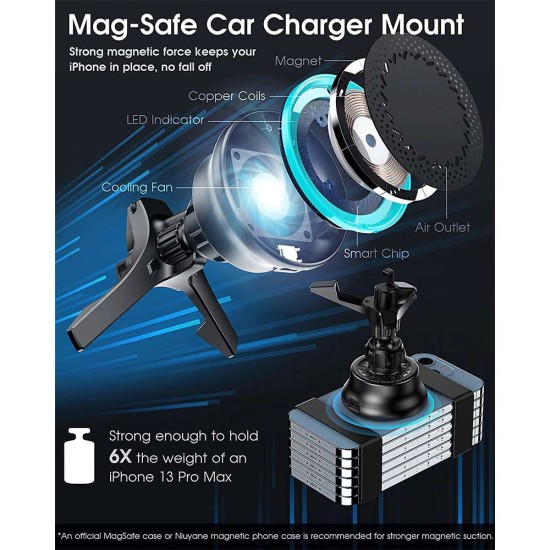 Go-Des Magsafe Car Vent Mount Charger,15W Fast Magnetic Wireless Phone Holder